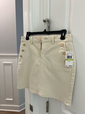 Michael Kors Cream Button-Accent Mini Skirt